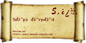 Sápi Árpád névjegykártya